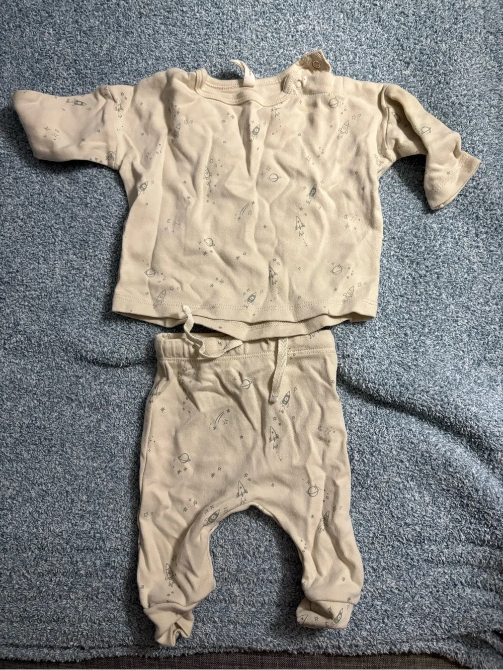 Newborn Cream Space-Print Kids Pajama Set